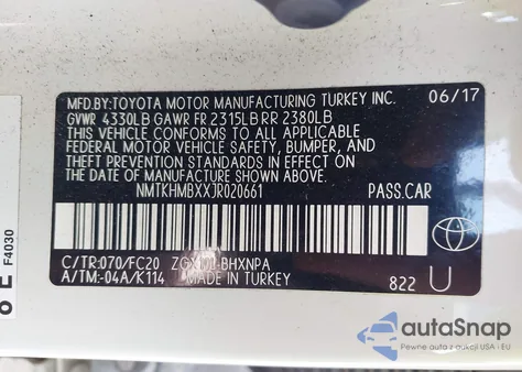 2018 Toyota C-Hr Xle from USA, damaged, VIN NMTKHMBXXJR020661